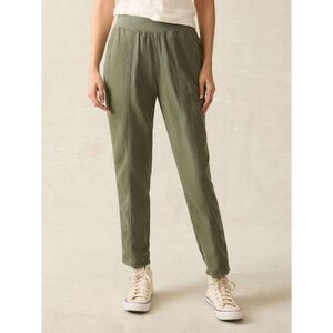 Faherty Arlie Day pull-on tapered leg pants olive green linen cotton large